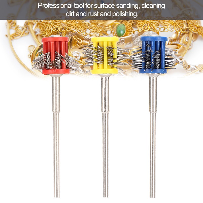3Pcs Metal Texturing Brush Polishing Jewelry Rust Cleaning Wire Brush