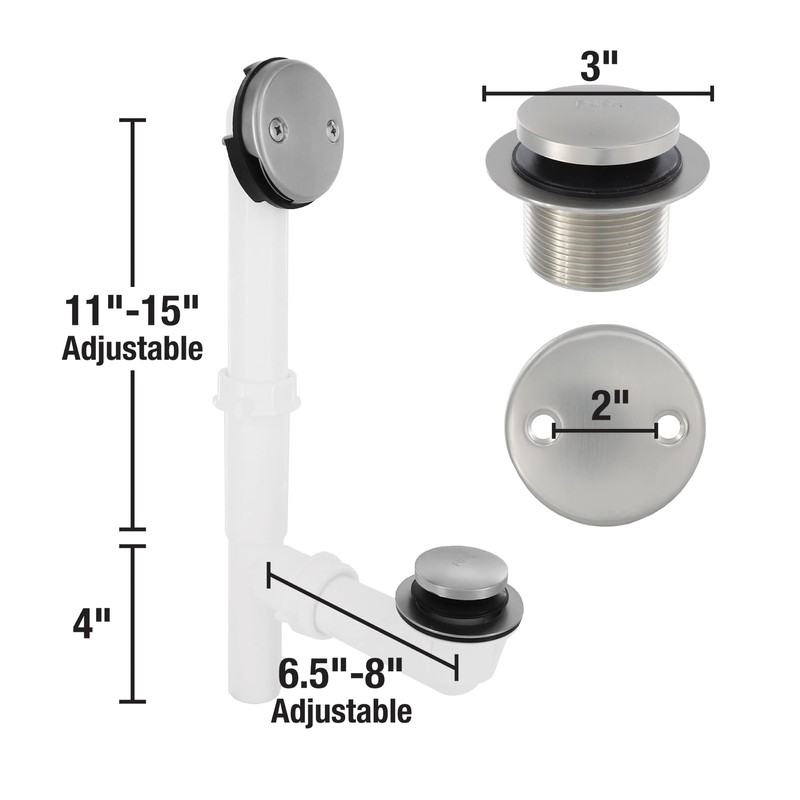 Danco 12098 Touch-Toe Drain Kit, Brushed Nickel