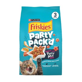 Purina Friskies Party Pack’d with Flavors of Chicken, Liver and Turkey Crunchy Dry Cat Food - 3 lb. Bag