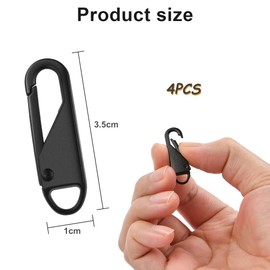 HOTUT Zipper Pull, 4 PCS Detachable Universal Zipper Tab Pullers, Metal Zipper Gripper Mend Fixer, Handle Zip Slider Extender, for Luggage Clothing Jackets Backpacks Boots Purse Coat
