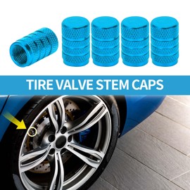 A ABSOPRO Tire Valve Stem Caps 11x17MM Car Wheel Valve Cap Aluminum Alloy Sky Blue for Car Bike Motorcycle Truck Anti Crash Tyre Valve Stem Cover Valve Dust Cap Tire Valve Cap 5 Pcs