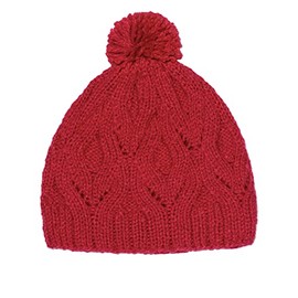 INTI ALPACA Hand Knitted Alpaca Beanie Hat with Pom Pom - Winter Beanie for Outdoor and Indoor (Red)