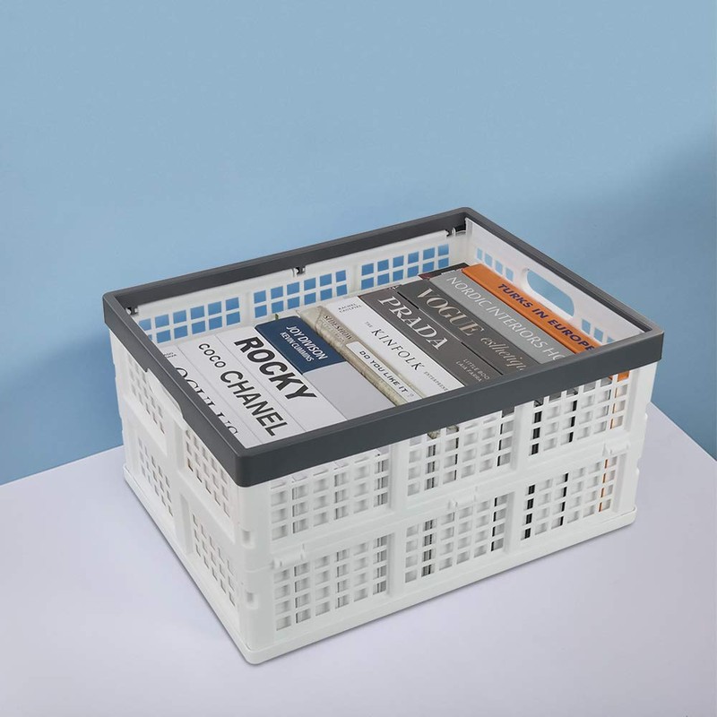 Teyyvn 3-Pack 30 L Plastic Stackable Collapsible Storage Crates, Folding