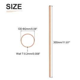 DTGN 2mm x 0.2mm x 300mm(ODxWall TXL) Copper Tube - 3Pack - Good for Machinery Equipment DIY Decorative Frame - Round Metal Tubing