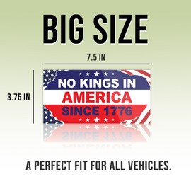 No Kings in America Since 1776 Bumper Sticker FDT Resist Anti Funny Liberal Feminist Social Justice Feminist Human Rights Flag Vinyl Decal for Car Truck, Waterproof UV-Resistant 7.5x3.75in