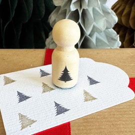 Mini Wooden Christmas Tree Rubber Stamp, Ink Stamp for Cards Scrapbooking Projects, Christmas Stamp, DIY Gift Tags Crafts, Festive Crafts