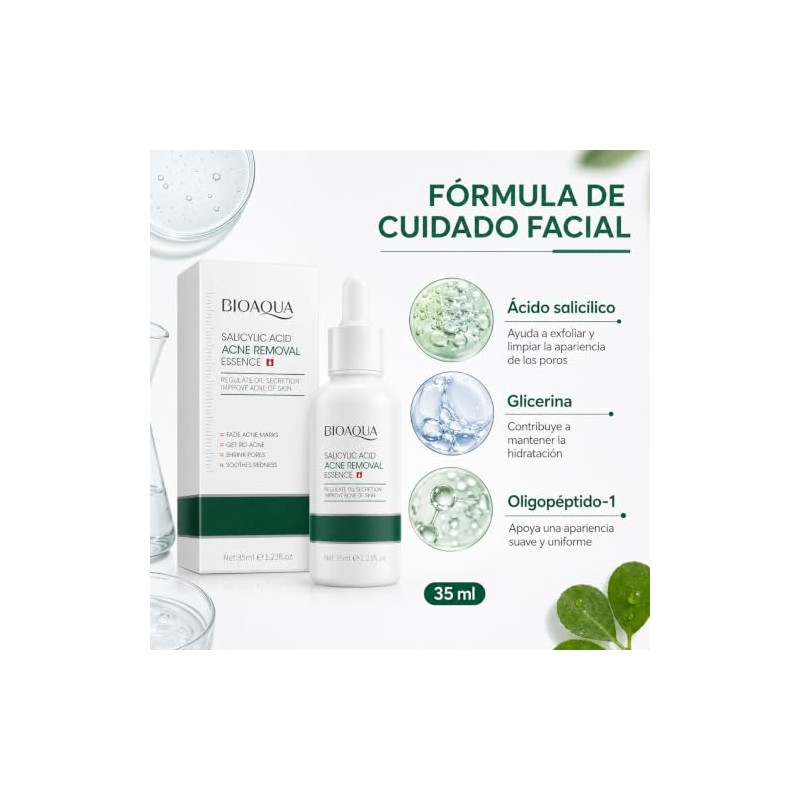 BIOAQUA Sérum Facial con Ácido Salicílico, 35 ml, para Acné,