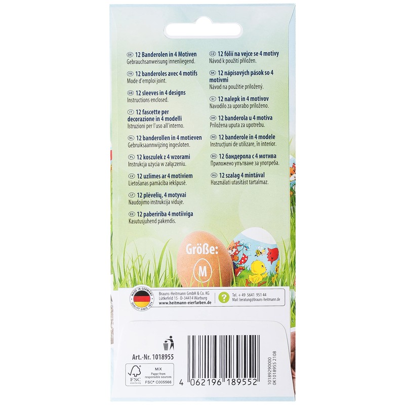 Heitmann Eierfarben - Banderole Tradition - 12 Sleeves in 4