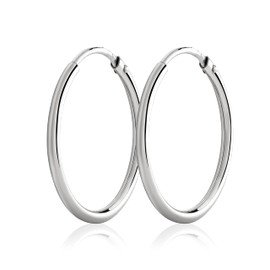 NKlaus Pair of 20 mm Creole Earrings 925 Sterling Silver 1.5 mm Thick Earrings Silver Earrings 3085