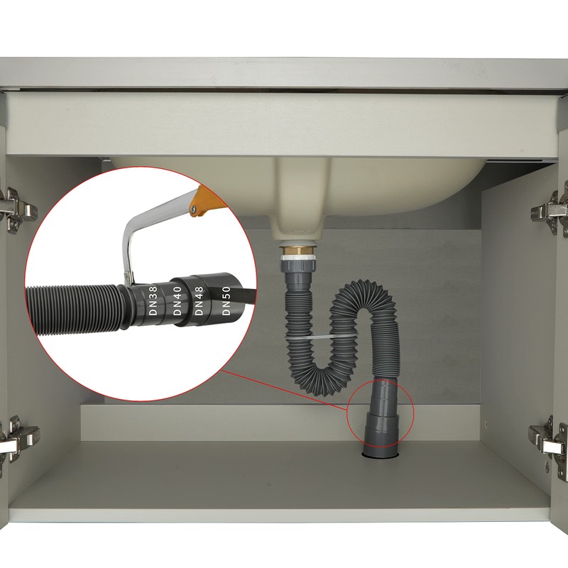 Leirsdam Universal Flexible P Trap Drain Pipe(1-1/2") and The Drain