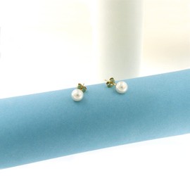 Lucchetta Elegant Earrings in 18K Yellow Gold with Real Freshwater Pearls in 5, 6 and 7 mm Size for Women and Girls, Yellow Gold, Pearl