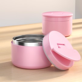 Misonea 12oz Soup Thermo for Hot Food Kids Vacuum Insulated Food Jar Twist-Free Soup Thermo for Hot Food Kids Leakproof Stainless Steel Wide Mouth Lunch Container - Pink