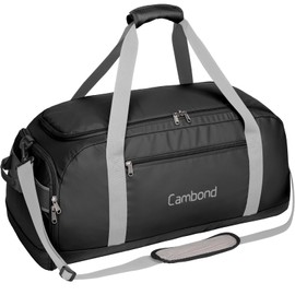 Cambond Extra Large Duffle Bag for Travel - 80L Travel Duffel Bags for Traveling with Shoe Compartment, Foldable Travel Bag Large Duffle Bag for Men, Airport Luggage Checked Bag Sports Gym Bag, Black