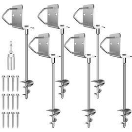 Ground Anchors Screw in Trampoline Stakes Heavy Duty Mobile Home Shed Anchors - Storage Shed Anchor Kit - Playset Swing Anchors - Stakes for Fence,Carport,Garden (Silver, 6 x 14in)