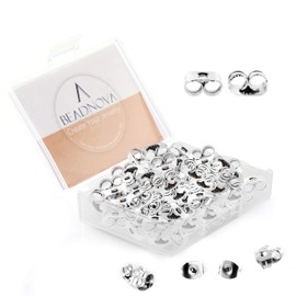 BEADNOVA Earring Backs Stainless Steel Earring Backings for Studs Hypoallergenic Surgical Locking Earring Backs for Posts (60 pcs)