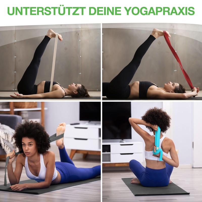 BACKLAXX ® Cotton Yoga Strap (Blue) - Sustainable Yoga Accessory