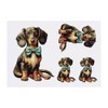 4 x 'Dachsund With Blue Bow Tie' Temporary Tattoos -