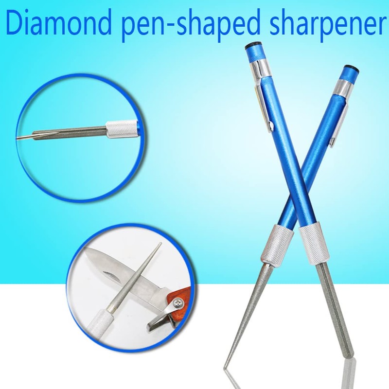 2 PCS Portable Knife Steel Sharpener Rod, Serrated Diamond Retractable