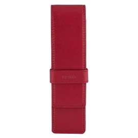 DiLoro 1623-RD Leather Pen Case Executive Fountain Pen Stylus Red for 2 Pens