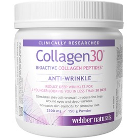 Webber Naturals Collagen30 Anti-Wrinkle Powder, 2,500mg of Bioactive Collagen Peptides Per Serving, 150 Grams, Helps Reduce Deep Wrinkles, Fine Lines & Stimulates Skin Cells