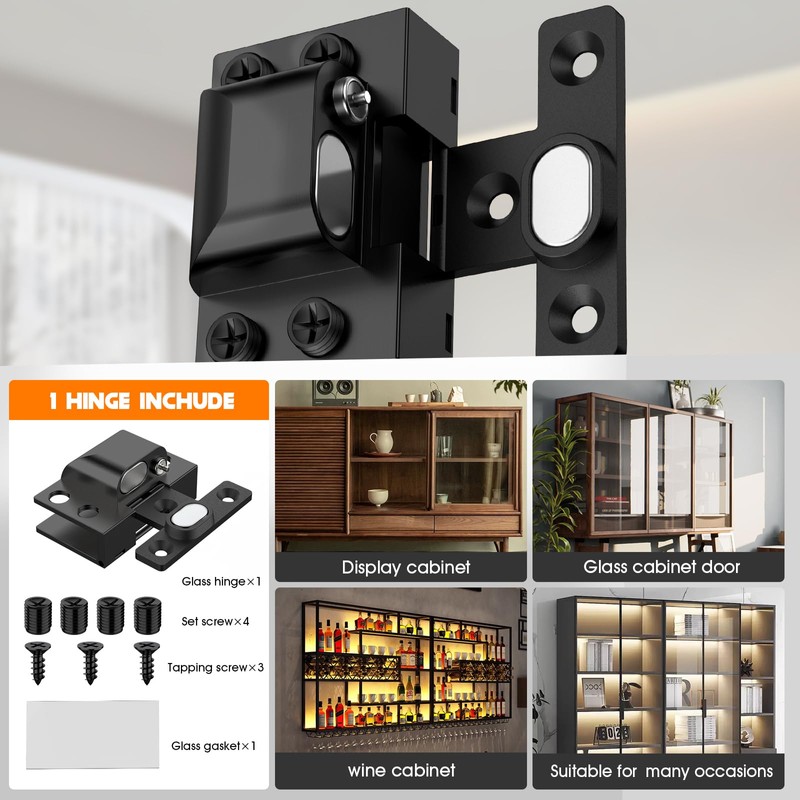 Mdkave Glass Door Hinges,Soft Close Hinges for Glass Cabinet Doors，304