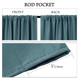 PONY DANCE 45 inch Length Curtains - Room Darkening Kitchen Solid Thermal Draperies Rod Pocket Short Panels Drapes for Bedroom Window Treatments, 42 W by 45-inch L, Slateblue, 2 PCs