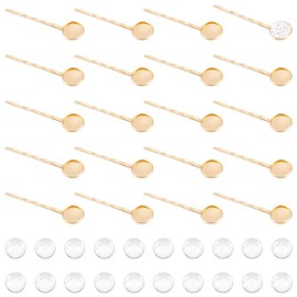 UNICRAFTALE about 40pcs Light Gold 60mm Long Hair Bobby Pins Kits DIY Blank Dome Iron Hair Bobby Pins Making Kit Metal Cabochon Hair Clips with Glass Cabochons Tray 14mm for Women Headwear Hair