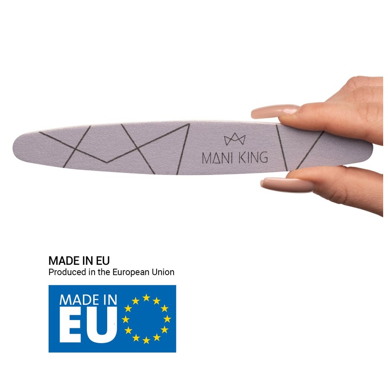 MANI KING 25pcs Professional Nail File Ellipse 100/180 Grey Heavy