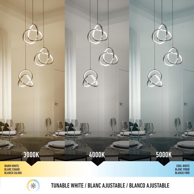 Zephyr 3-Light LED Pendant Chrome