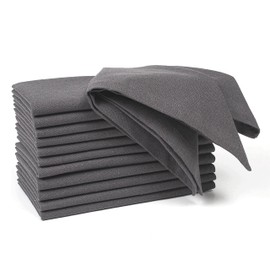 Paquete de 12 unidades, 100% fibras de algodón de celulosa, 20 pulgadas, cuadrado, gran tamaño, color carbón, con pliegues decorativos.