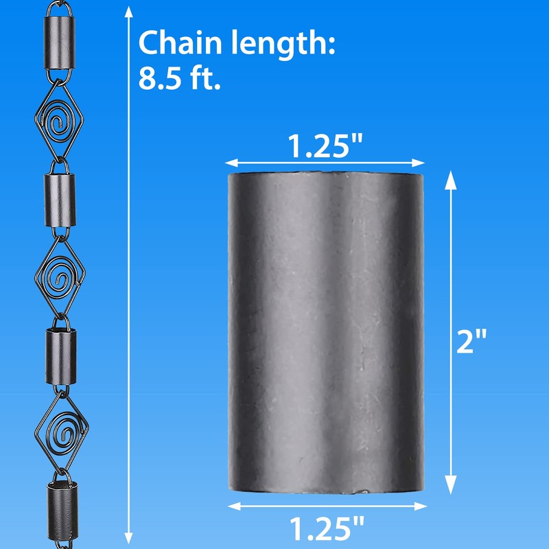 Rain Chains Pacific - Dimond Link Rain Chain 8.5 FT