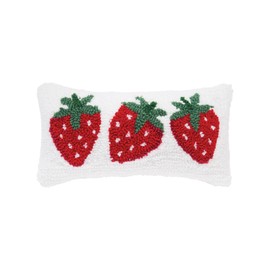 C&F Home 6" x 12" Strawberry Trio Small/Petite Hooked Accent Throw Pillow Spring Summer Fruit Themed Home Living Room Sofa Couch Chair Bed Bedroom Décor Decoration Red