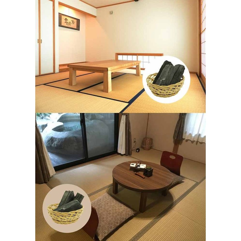 Binchotan Honpo Interior Binchotan Stylish Hand-woven Oval Shape Set of
