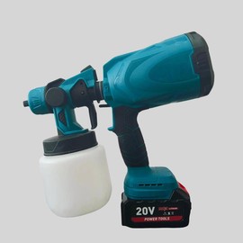Portable Paint Sprayer, 1 Set Electric Paint Spray Machine, Professional Spray Paint Tool, Suitable for Interior and Exterior Car Wall Fence Cabinet - Color: Sky Blue, Specification: Without battery and charger