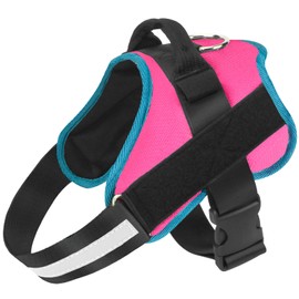 Bolux Dog Harness, No-Pull Reflective Dog Vest, Breathable Adjustable Pet Harness with Handle for Outdoor Walking - No More Pulling, Tugging or Choking Small (Pack of 1) RoseTurquoise