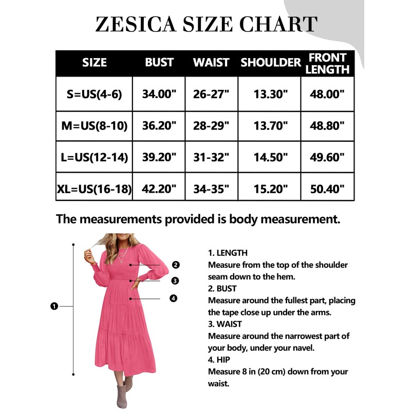 ZESICA Women's 2024 Casual Long Sleeve Crew Neck High Waist