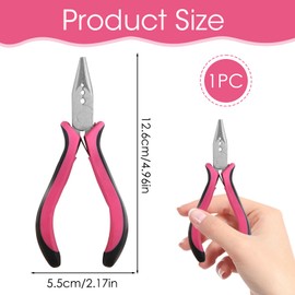 Hair Extension Pliers for Human Hair Extensions Apply and Removal 3 Hole Professional Stainless Steel Tape Hair Pliers Nano Tool with Non-Slip Grip for Removing Micro Rings, Crushing Fusion Bond, Pink