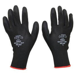 2 Pairs - POLYCO Matrix P Grip - Black PU Gloves Size 9 Large Gardening Work Mechanic Builders PPE Grip