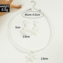 Asiamist Boho Starfish Earrings Necklace Set for Women Summer Starfish Pendant Necklace Beach Starfish Drop Dangle Earrings Beachy Jewelry, Normal Size, Resin, No Gemstone