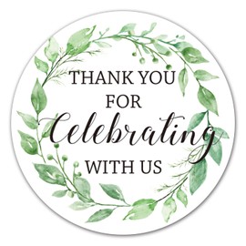2 Inches Round Thank You for Celebrating with Us Stickers, Thank You Stickers for Wedding Favors, Bridal Showers, Birthdays, Parties and Baby Showers,Pack of 50.