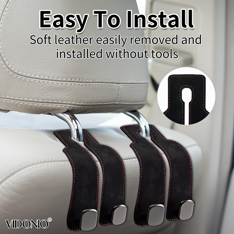 Upgrade 2 Pack Car Hooks for Headrest,Car Seat Back Storage