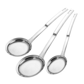 SHOWERORO 3pcs Stainless Steel Skimmer Filters Multi-Functional Juice Strainer for Kitchen Cooking for Straining Soups Oils and More Ergonomic Design Fine Mesh