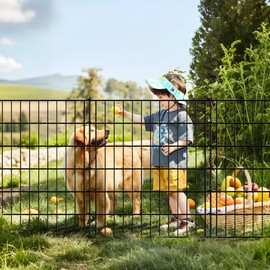 Thealyn Garden Fence Metal Decorative Fence 32 inch H x 28 inch W (5 Panels, Total Length 11.6 ft) Dog Fence No Dig Fence Rustproof Animal Barrier Fencing for Dog, Rabbits, and Patio,Yard