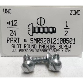 AMERICANINTEGRATEDSUPPLY.COM #12-24x1/2 Round Head Slotted Machine Screws Steel Zinc Plated (50)