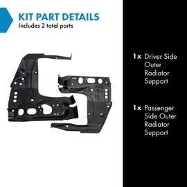 TRQ Outer Radiator Support Set Compatible with 2005-2021 Toyota Tacoma