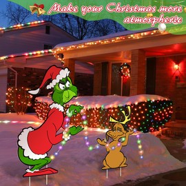 Christmas Outdoor Decorations Christmas Yard Signs with Stakes and LED Light Strings Welcome to Whoville 2PCS Lighted Signs for Xmas Garden Lawn Decor