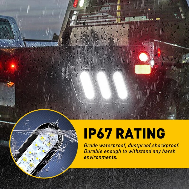 2X 6" 10 LED Oval White Trailer Truck Reverse Backup