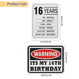 16th Birthday Decorations for Boys Girls – 9PCS Sweet 16 Birthday Party Decor Gifts for Him Her – Bruh Im 16 Photo Props – Cheers to 16 Yellow Caution Wall Signs for Door, Window, Yard & Garden