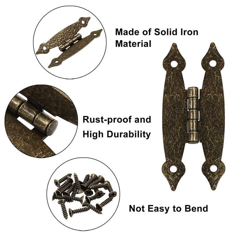 Murtenze 4 Pack 3.5 Inch Bronze Antique H Hinges Cold