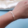 Yienate Unique Tiny Cross Pearl Bracelets Chain Silver Hand Chain